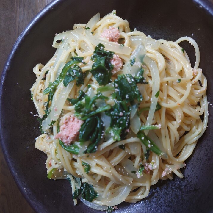 ちゃちゃっと簡単美味しいほうれん草と明太子のパスタ